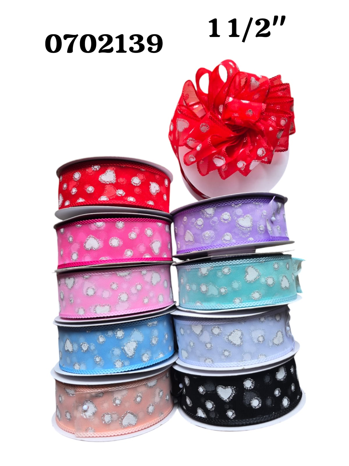 Cinta Organza Con Corazón 1-1/2" (Yrd)