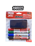 Marcador Para Pizarra 4Pcs + Borrador (Und)