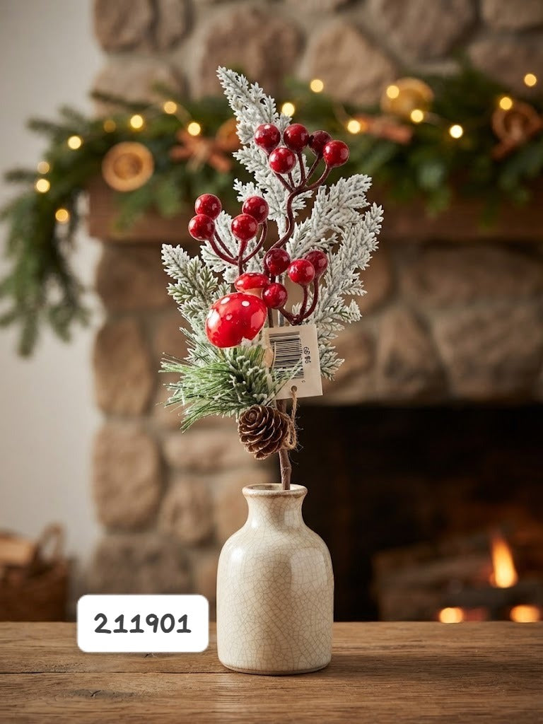 Pin Navideño Hongo / Cerezo (Und)