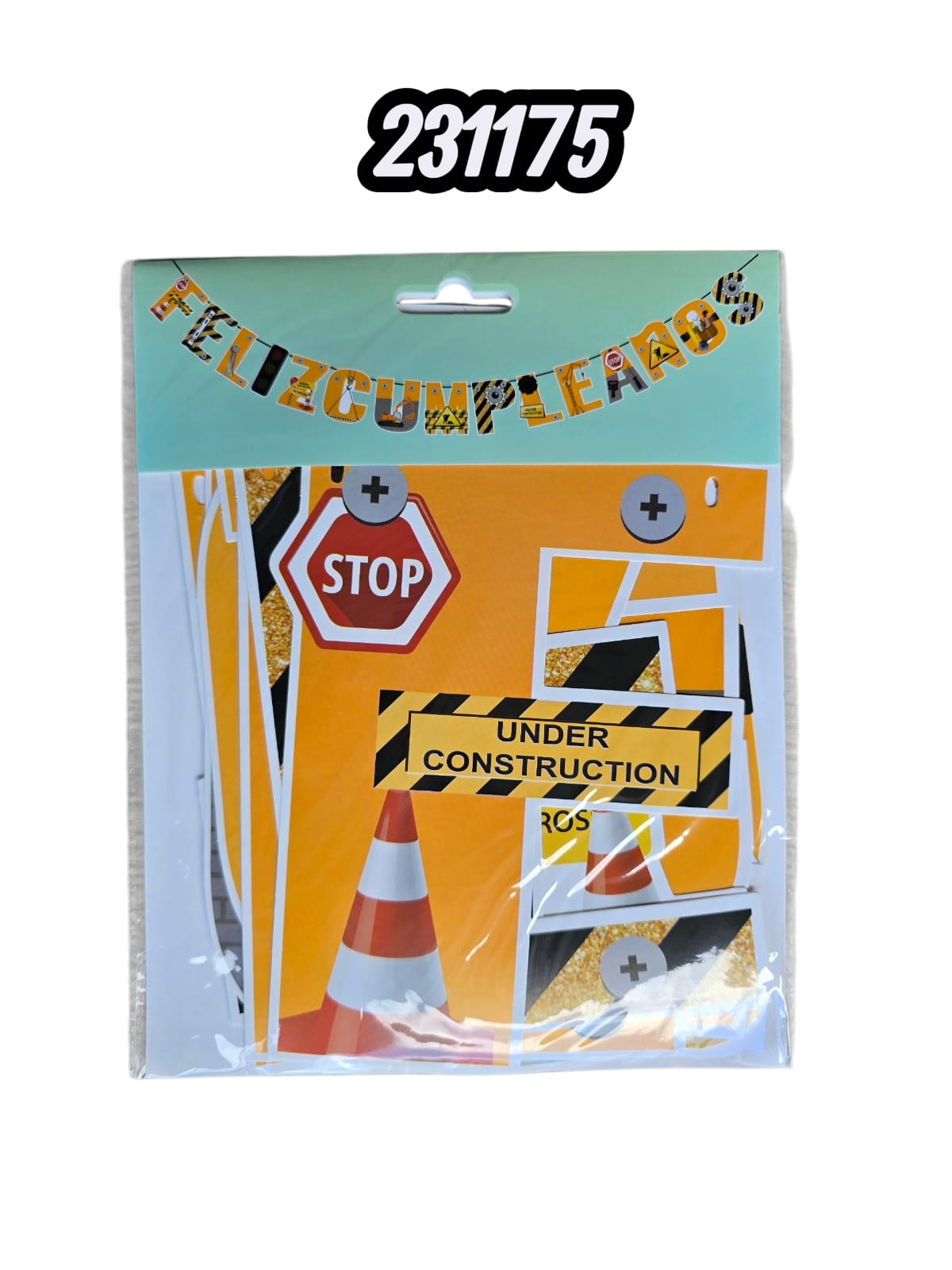 Rótulo Feliz Cumpleaños Construccion (Und)